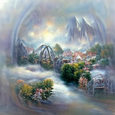 Ethereal Fantasy Landscape in Kinkade Style
