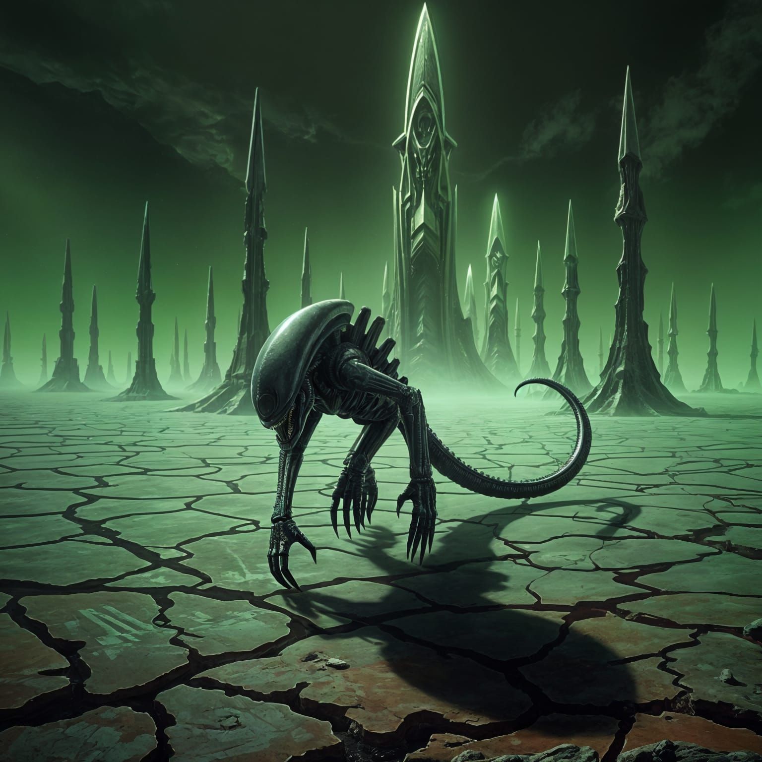 Xenomorph Landscape with Ossified Lattice