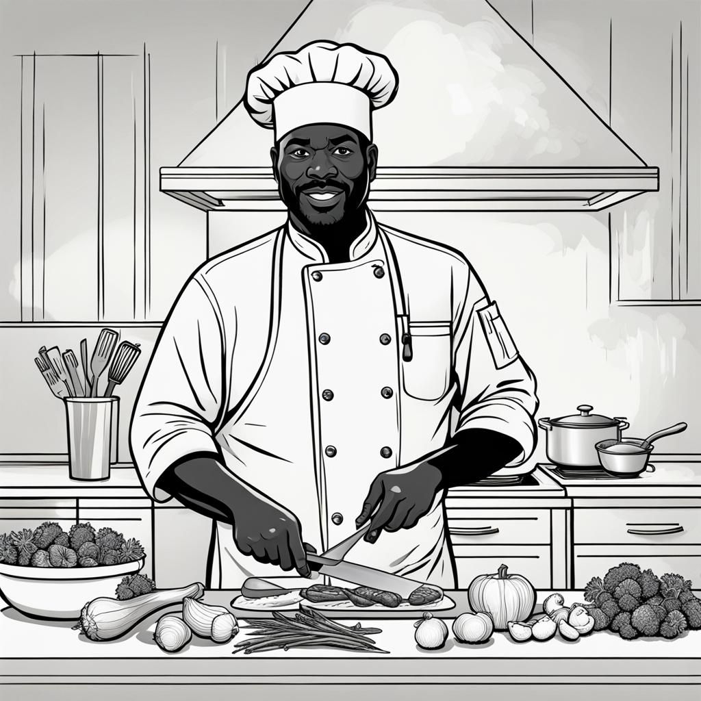 Minimalist Chef Illustration for Coloring Book Page
