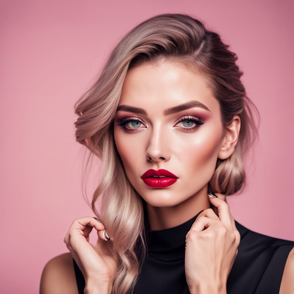 Glamour Shot of Beautiful Model with Vibrant Makeup