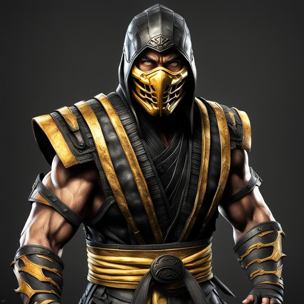 Hyperrealistic Mortal Kombat Scorpion Digital Art