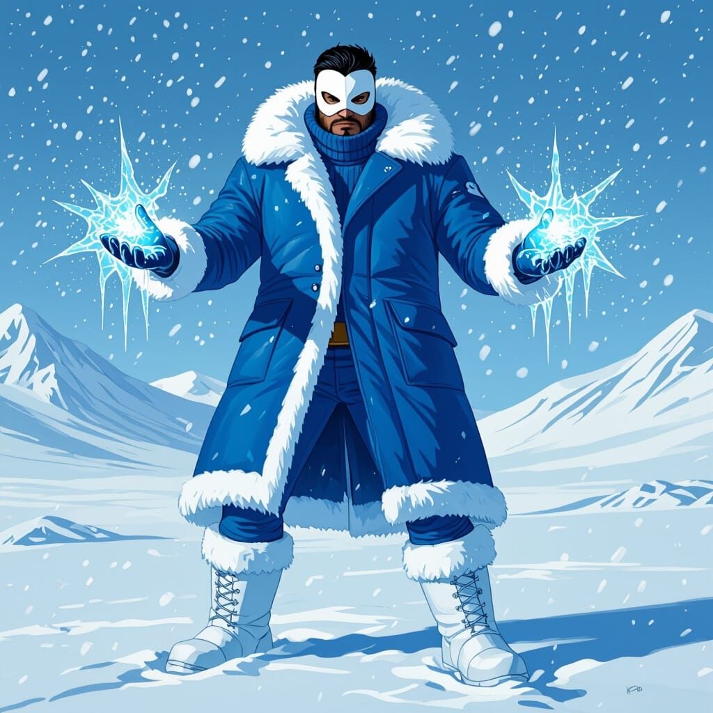 Icy Inuit Superhero in Comic Book Art Style