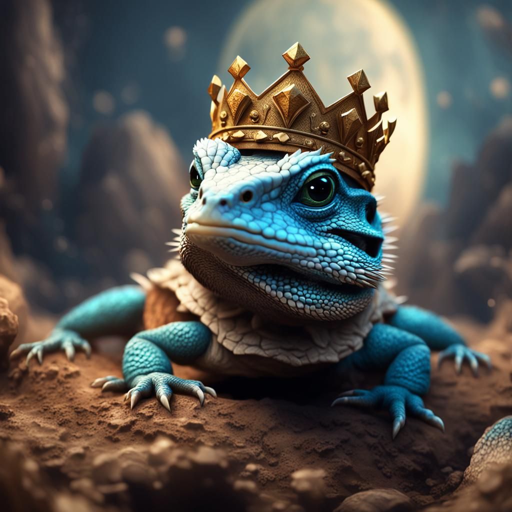 Crowned Baby Dragon Hatchling: Fantasy Concept Art