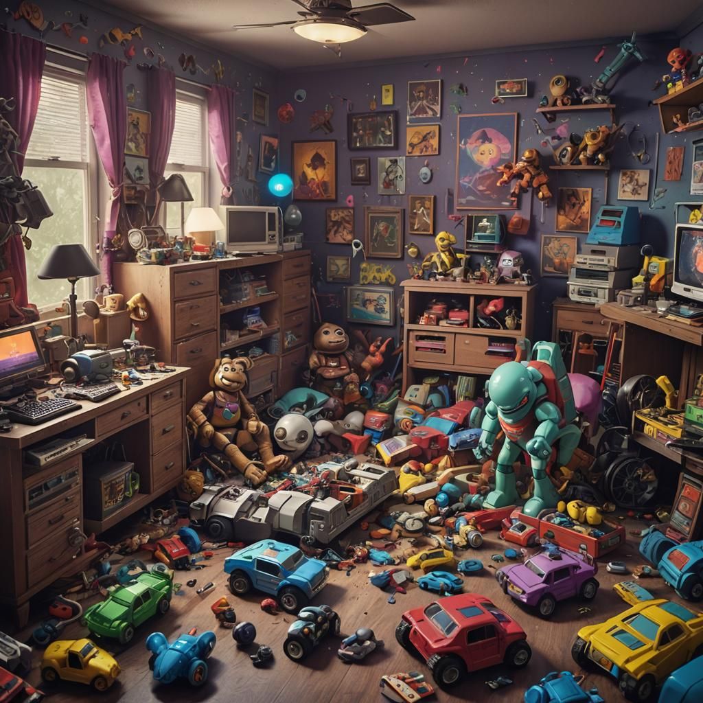 M.U.S.C.L.E. Men Toys in Child's Room: 8K Art