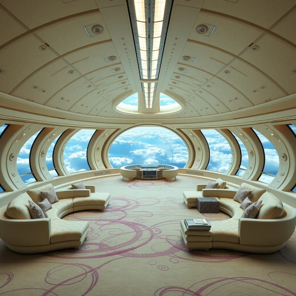 Ethereal Galactic Lounge in Luxurious, Futuristic Style