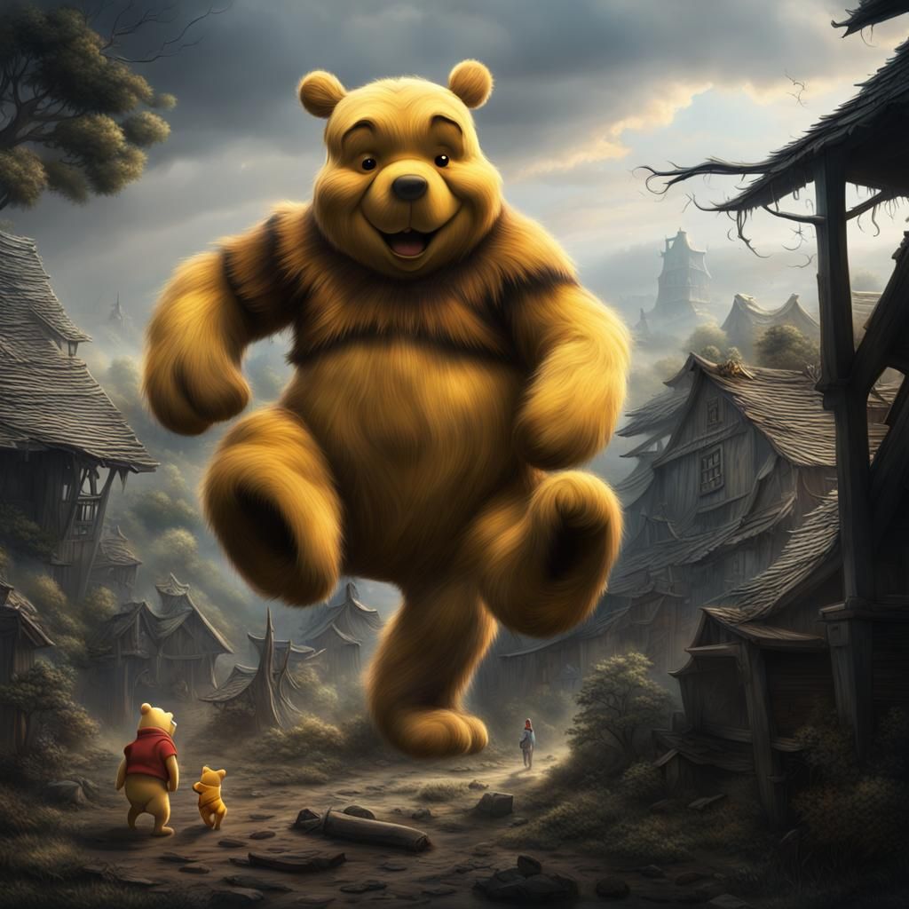 Kaiju Winnie the Pooh Stomps Haunted Village