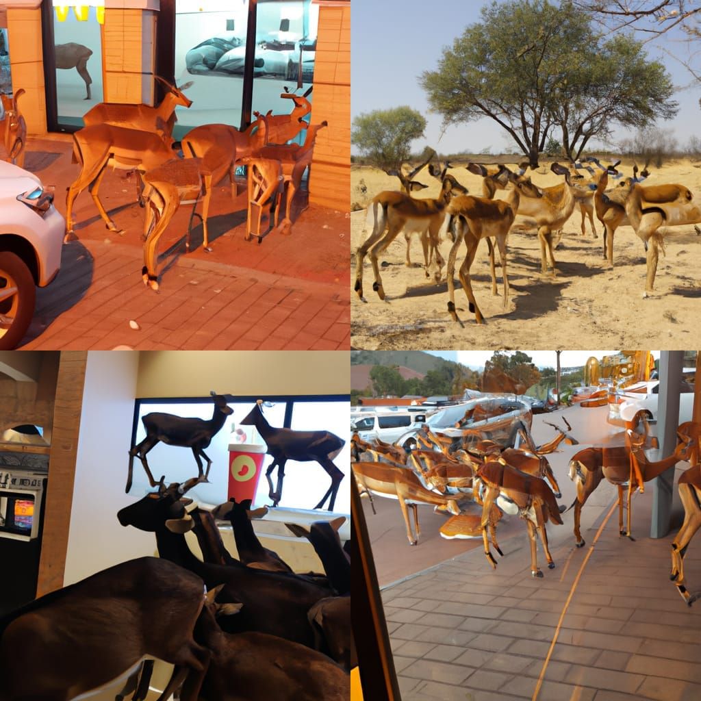 Antelopes Overrun a McDonald's Restaurant: AI Vision