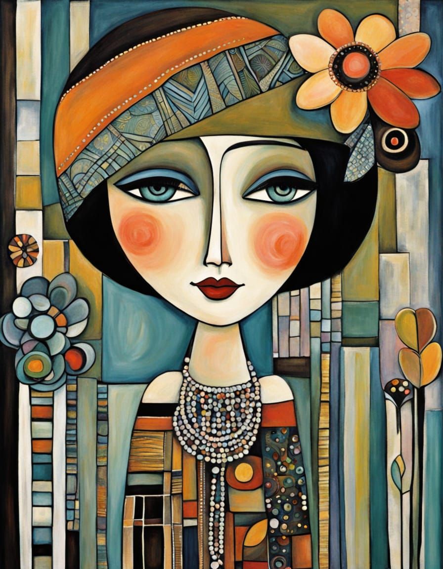 Glamorous 1920s Flapper Girl in Art Deco Style