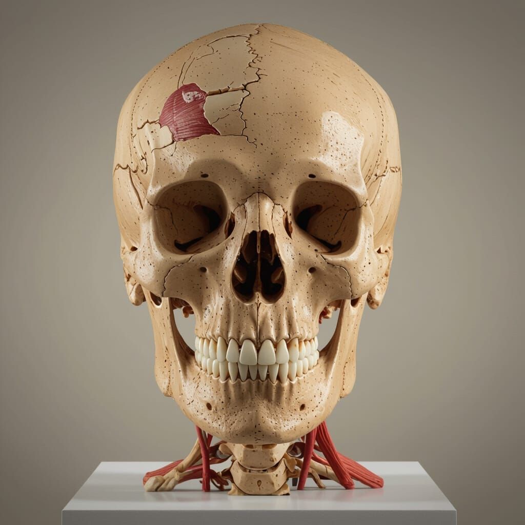 Detailed Human Skull Anatomy in Hyperrealism Style
