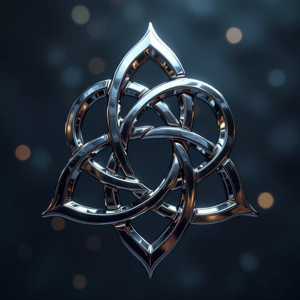 Photorealistic Triquetra Symbol in Polished Silver