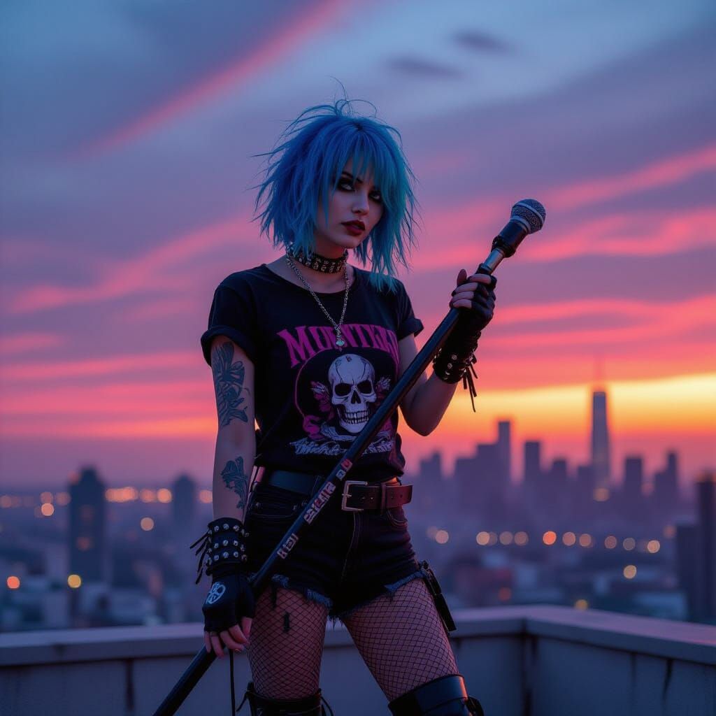 Twilight Cityscape Album Cover in Grunge Style