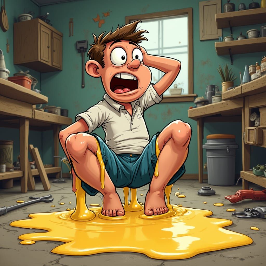 Person Stuck in Sticky Glue Chaos