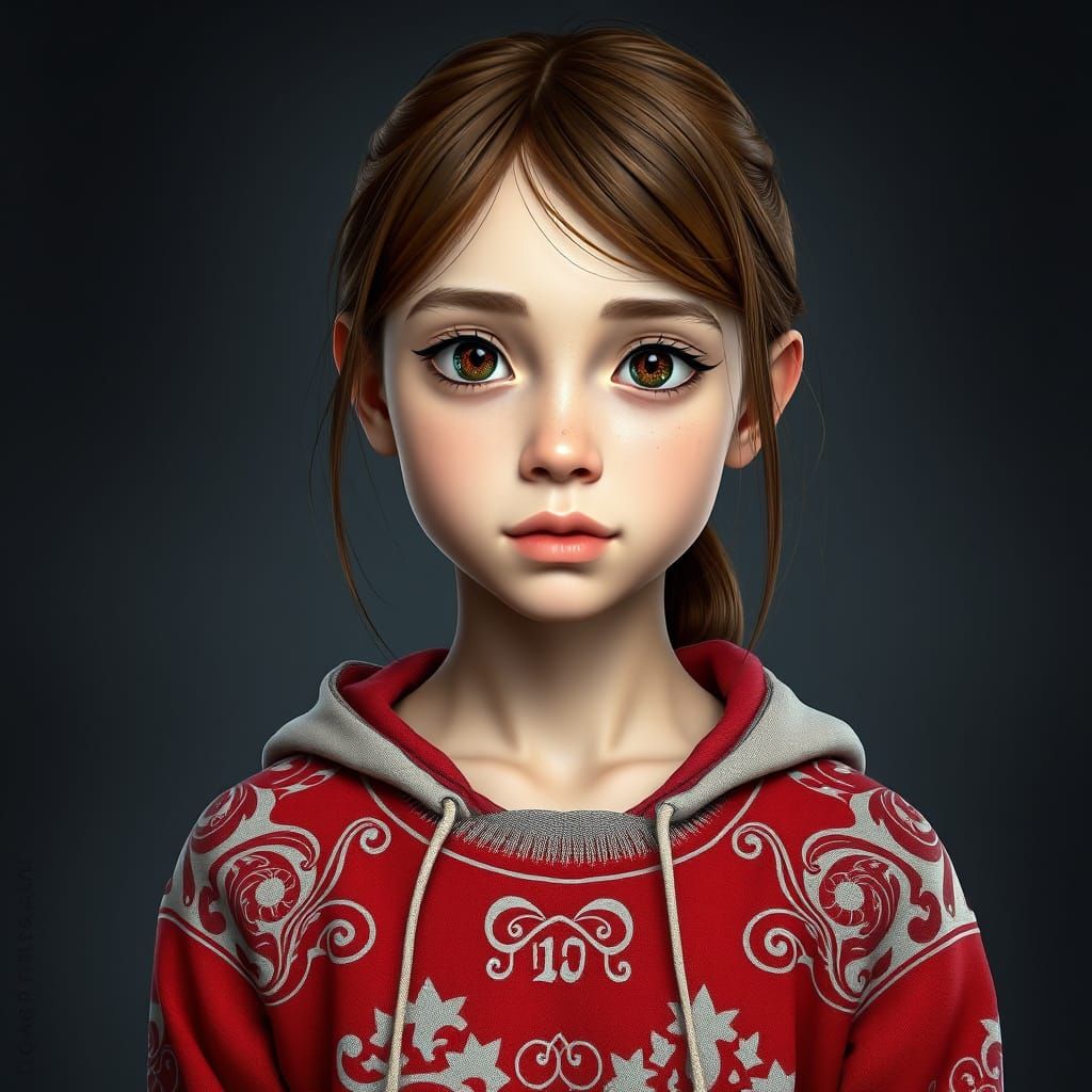 Young Portuguese Girl with Brown Eyes and Auburn Hair