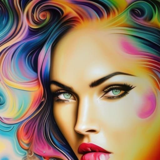 Megan Fox as Space Goddess in Graffiti Art