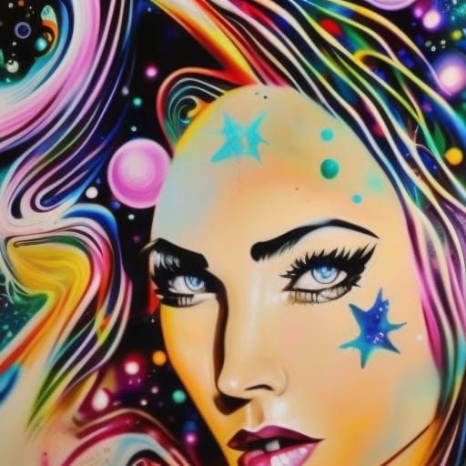 Megan Fox as Space Goddess in Graffiti Art
