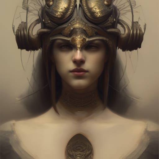 Gold Mask Priestess in Renaissance Style