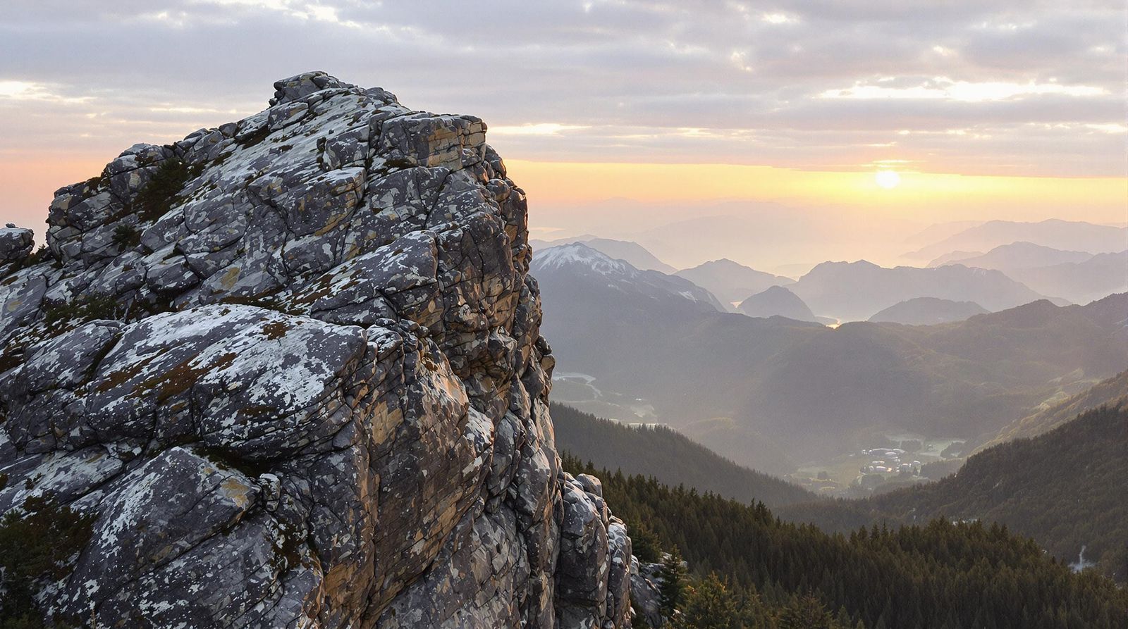Majestic Mountain Panorama in Warm Orange Light