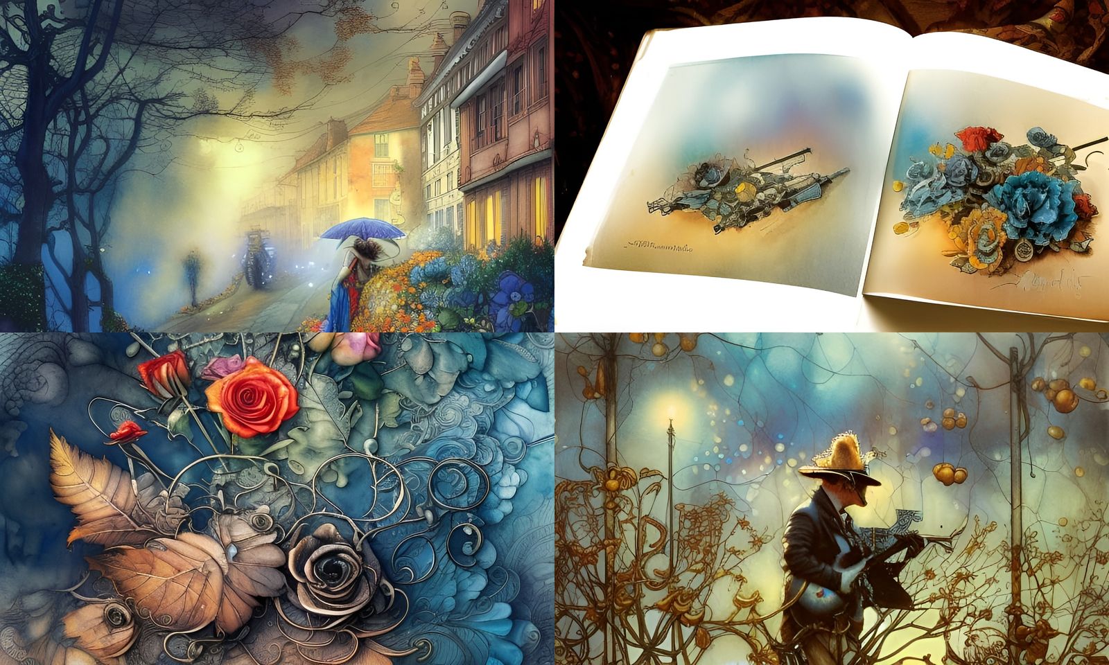 Iridescent Watercolor Painting Inspired by Rock Ballad