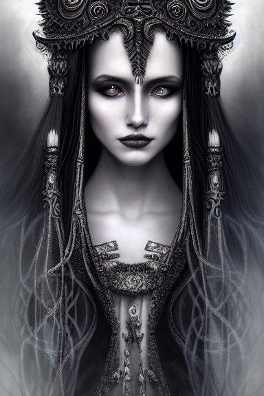 Ethereal High Priestess Portrait in Gothic Fantasy Style