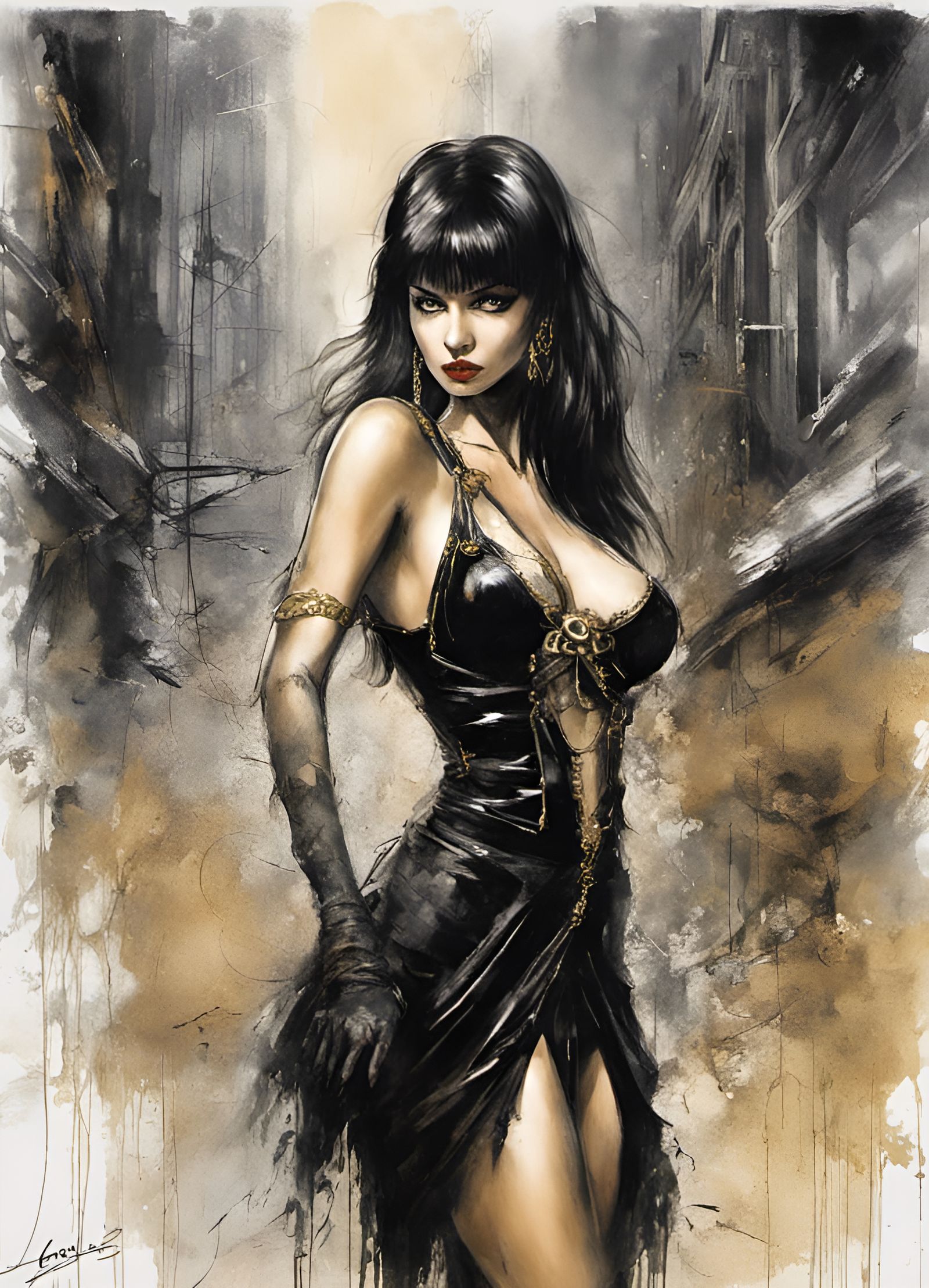 Vampirella in Graffiti Art, Romantic Fantasy Style