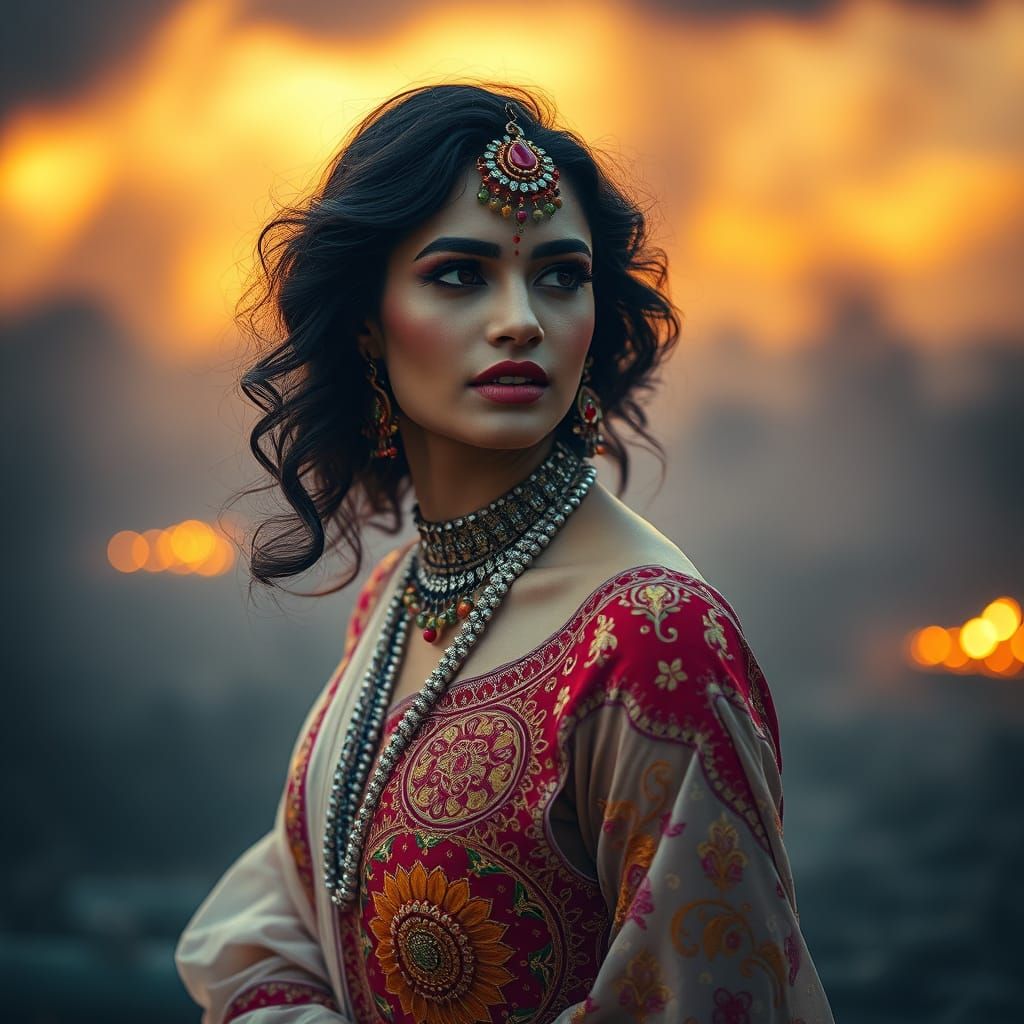 Vibrant Indian Goddess in Cinematic HDR