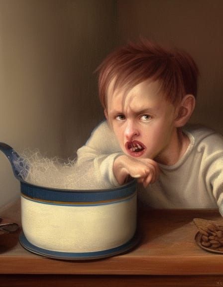 Victorian Goat-Boy in Pasta Pot: Detailed Digital Art