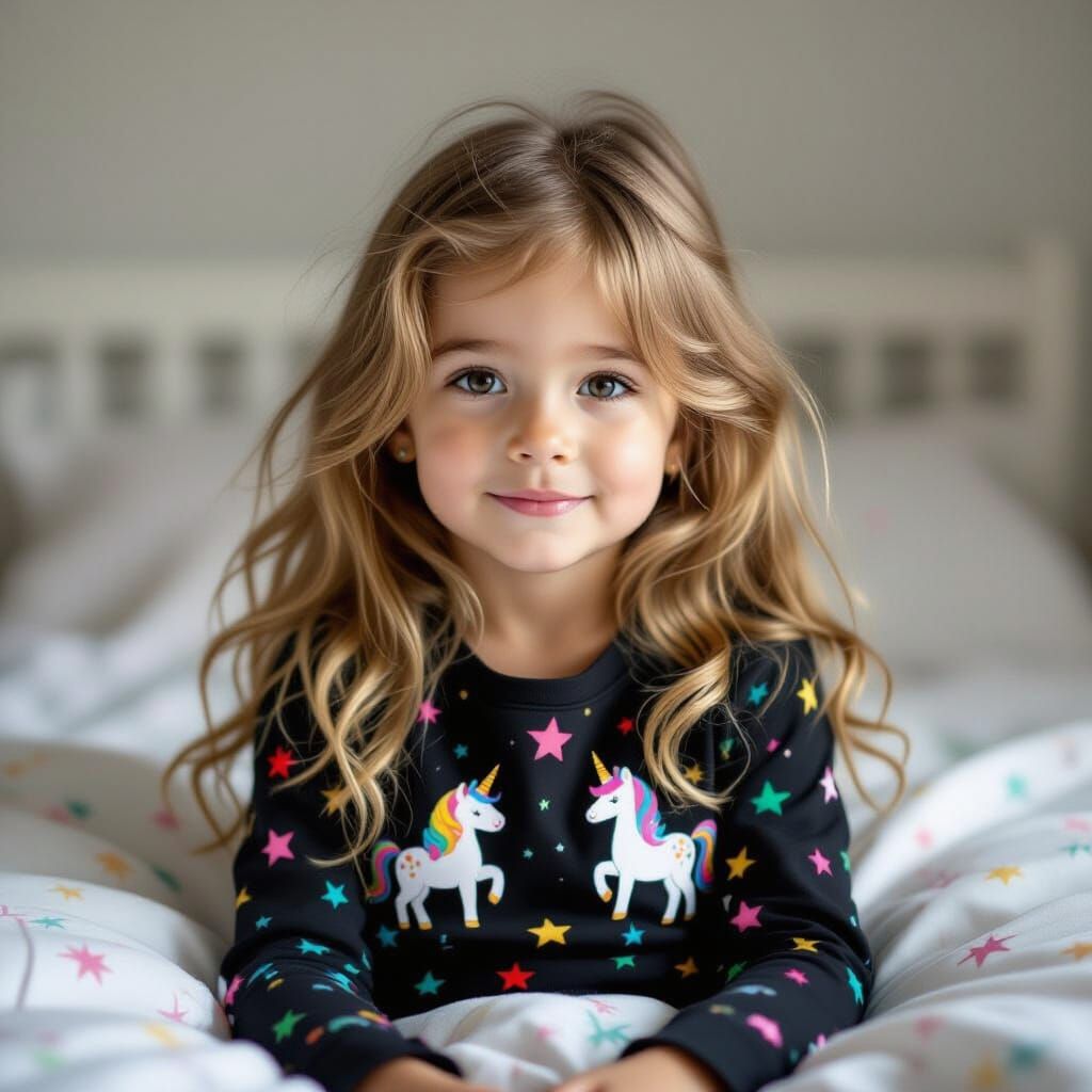 Girl in Star Pajamas Goes to Bed