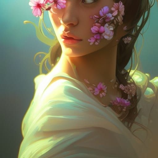 Floral Portrait in Hyperdetailed Style