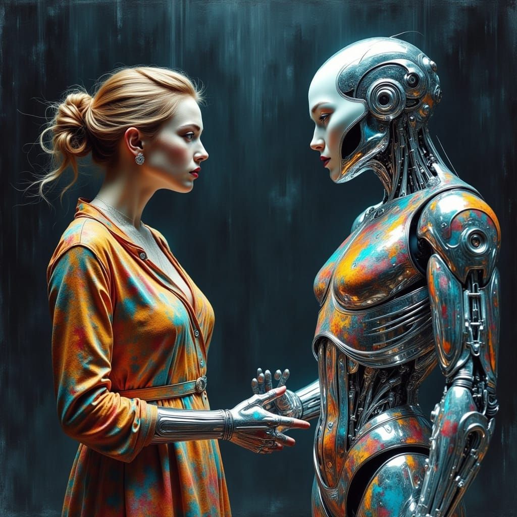 Artist vs Robot: Oil Painting of Creativity Clash