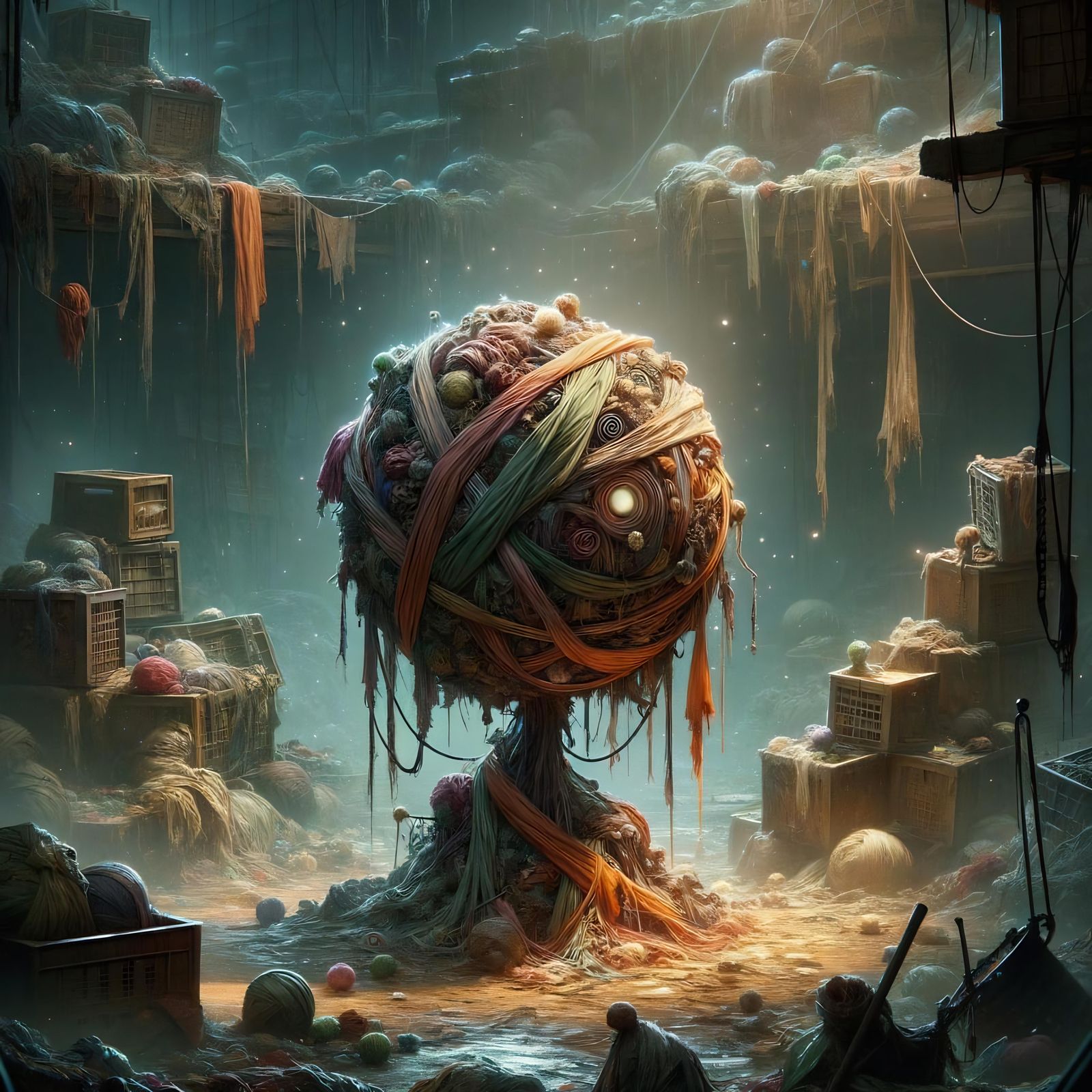 Eerie Ragweaver Fabric Golem in Gloomy Scrapheap