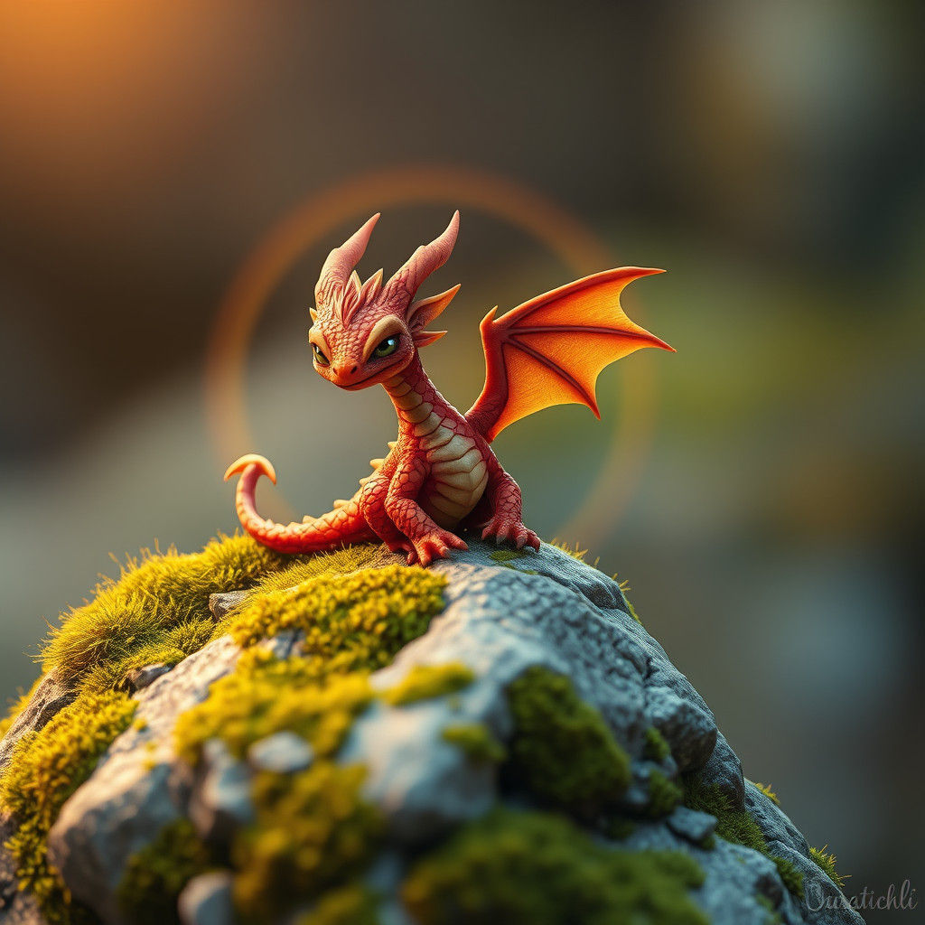 Whimsical Baby Fire Dragon in Storybook Style