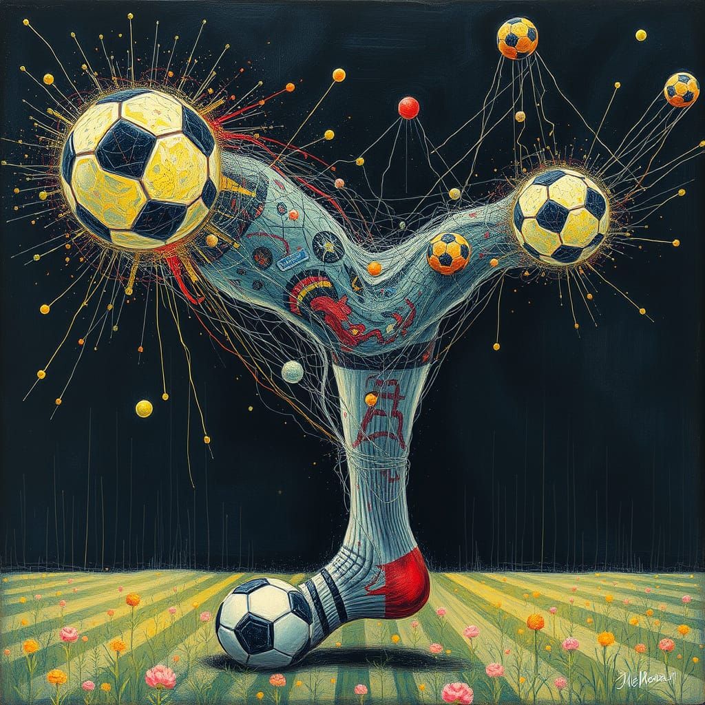 Surrealist Apparition in Tense Soccer Socks