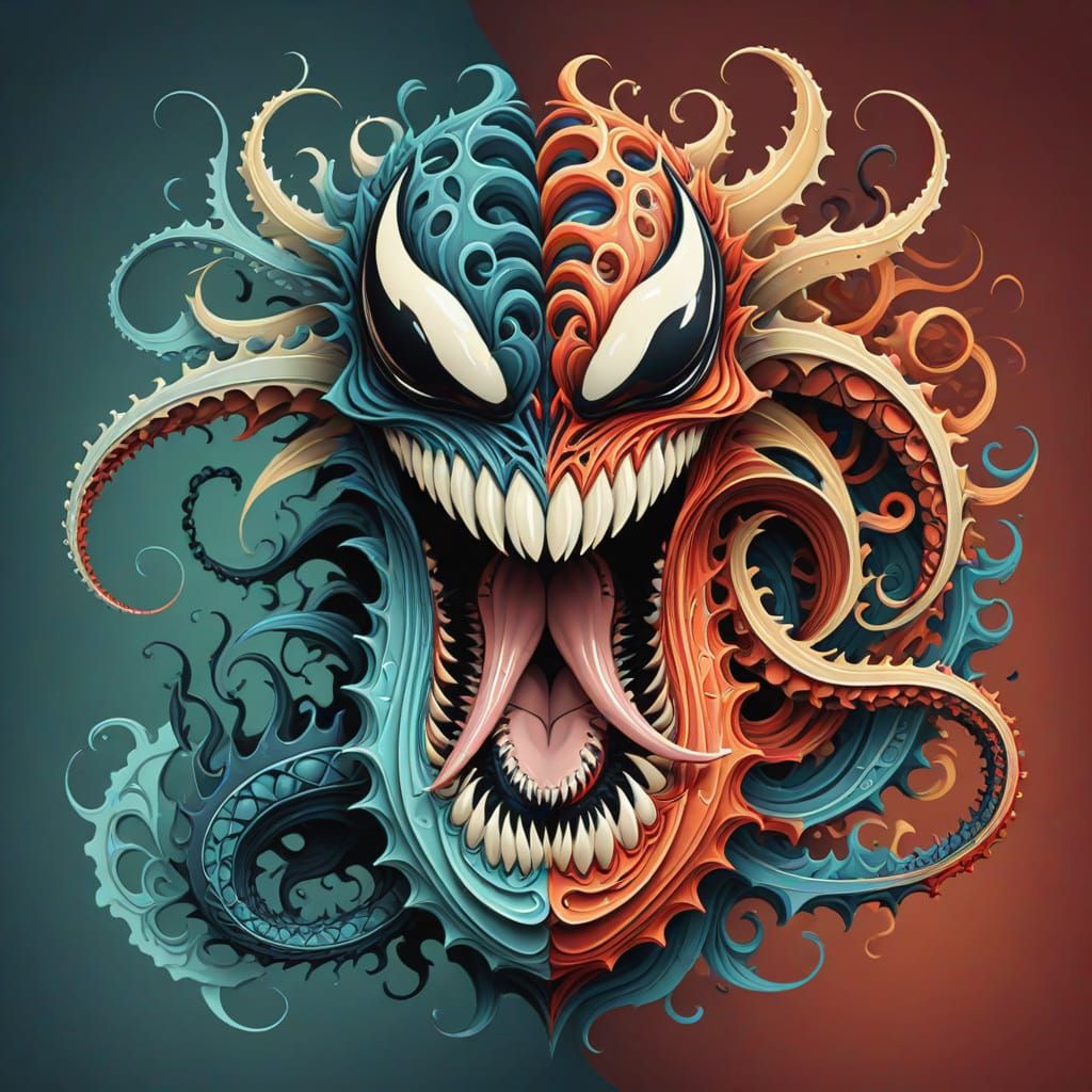 Abstract Vector Fractal in Gouache Style