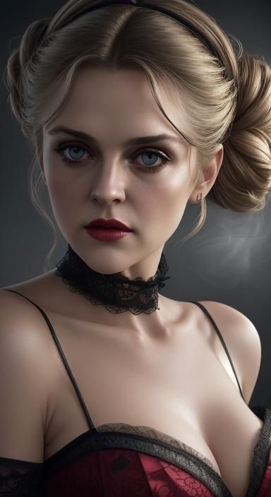 Southern Belle in Rococo Gown: Hyperdetailed Portrait