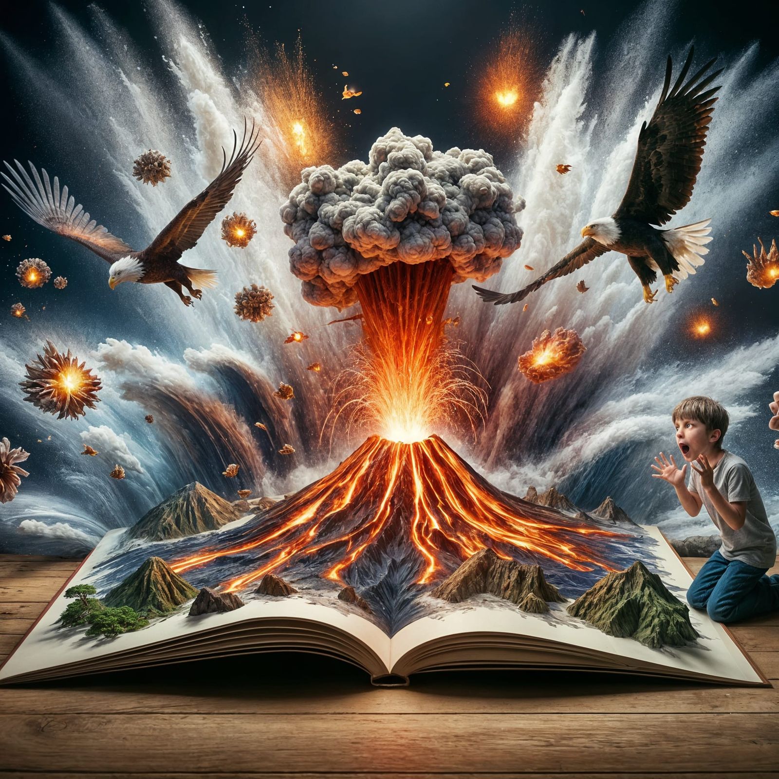 Volcano Eruption from Pop-Up Book