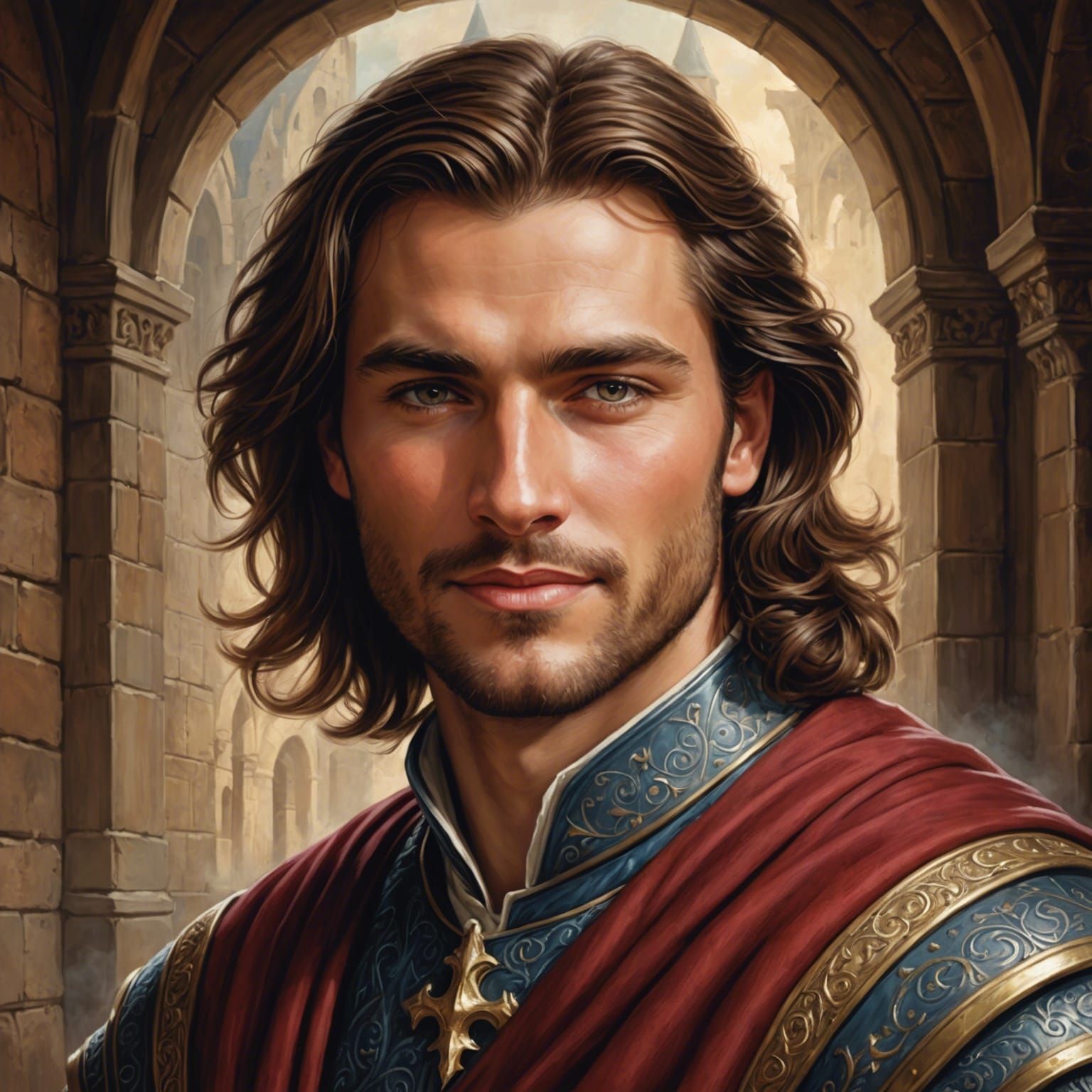 Medieval Man Portrait in Digital Oil Painting