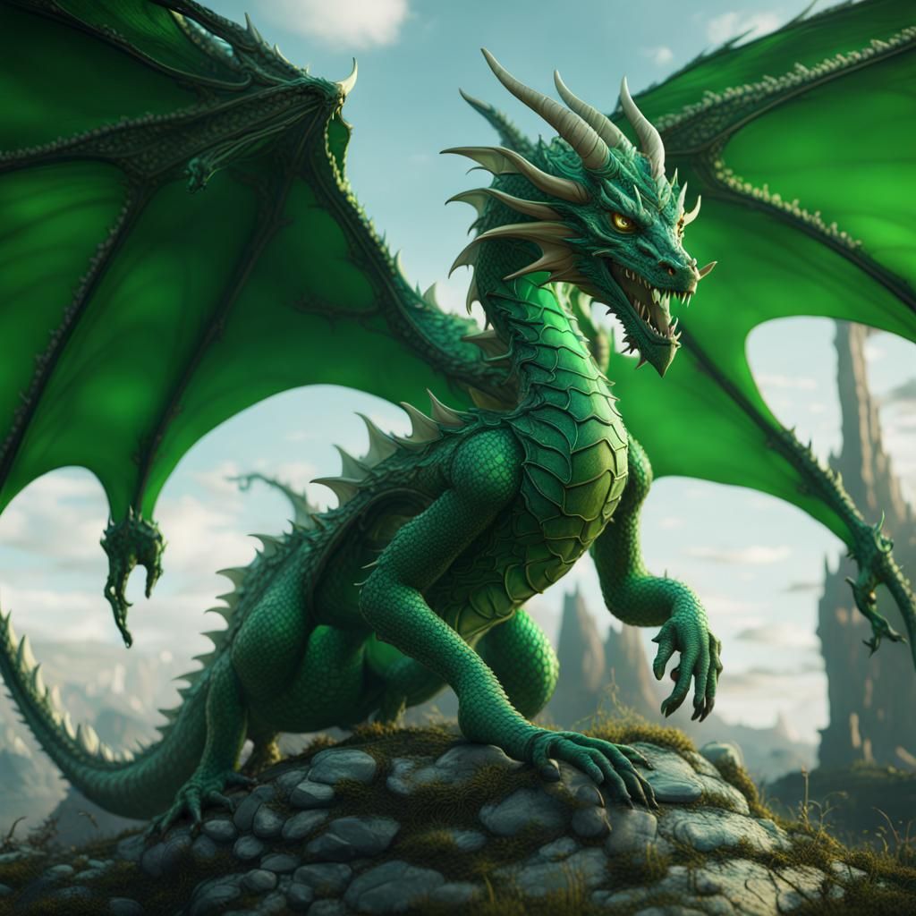 Green Glass Dragon Fantasy Concept Art