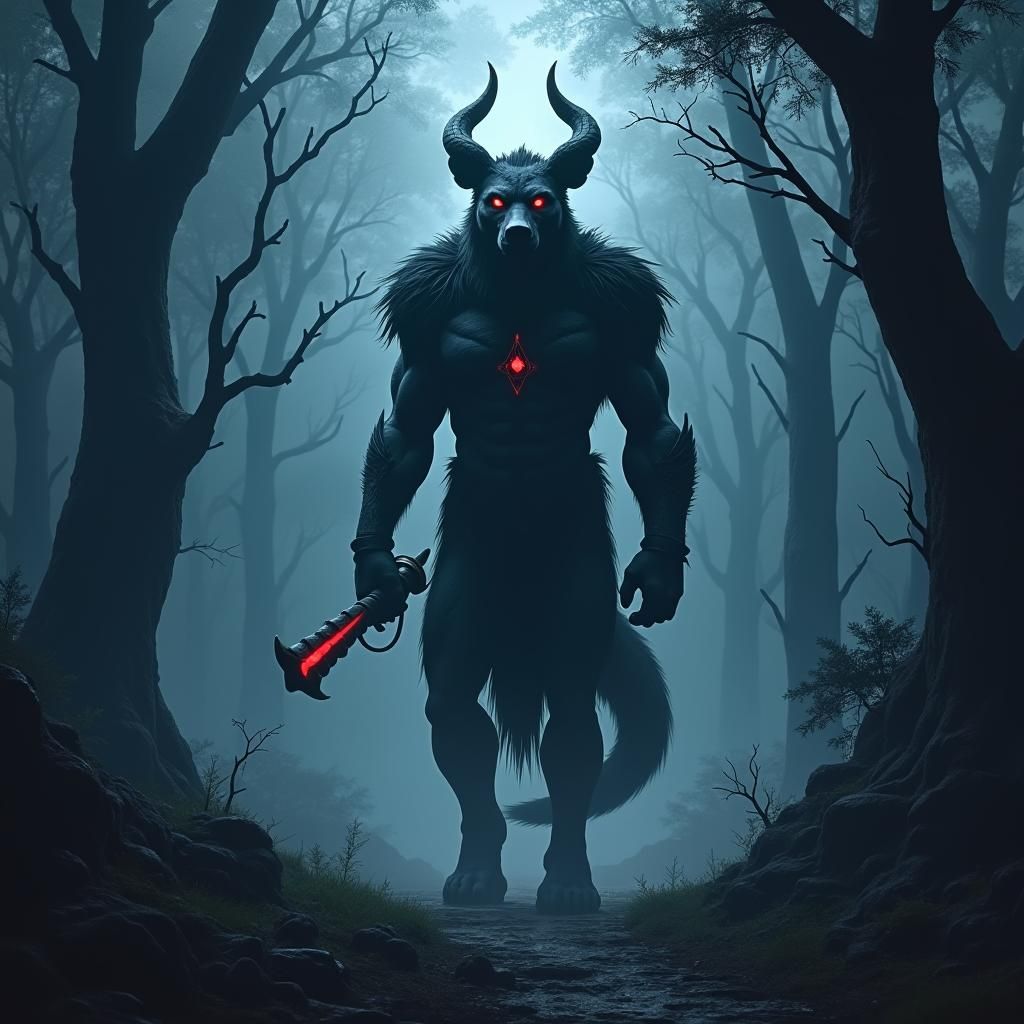 Hyena Warrior in Jungle Plains with Ominous Shadows