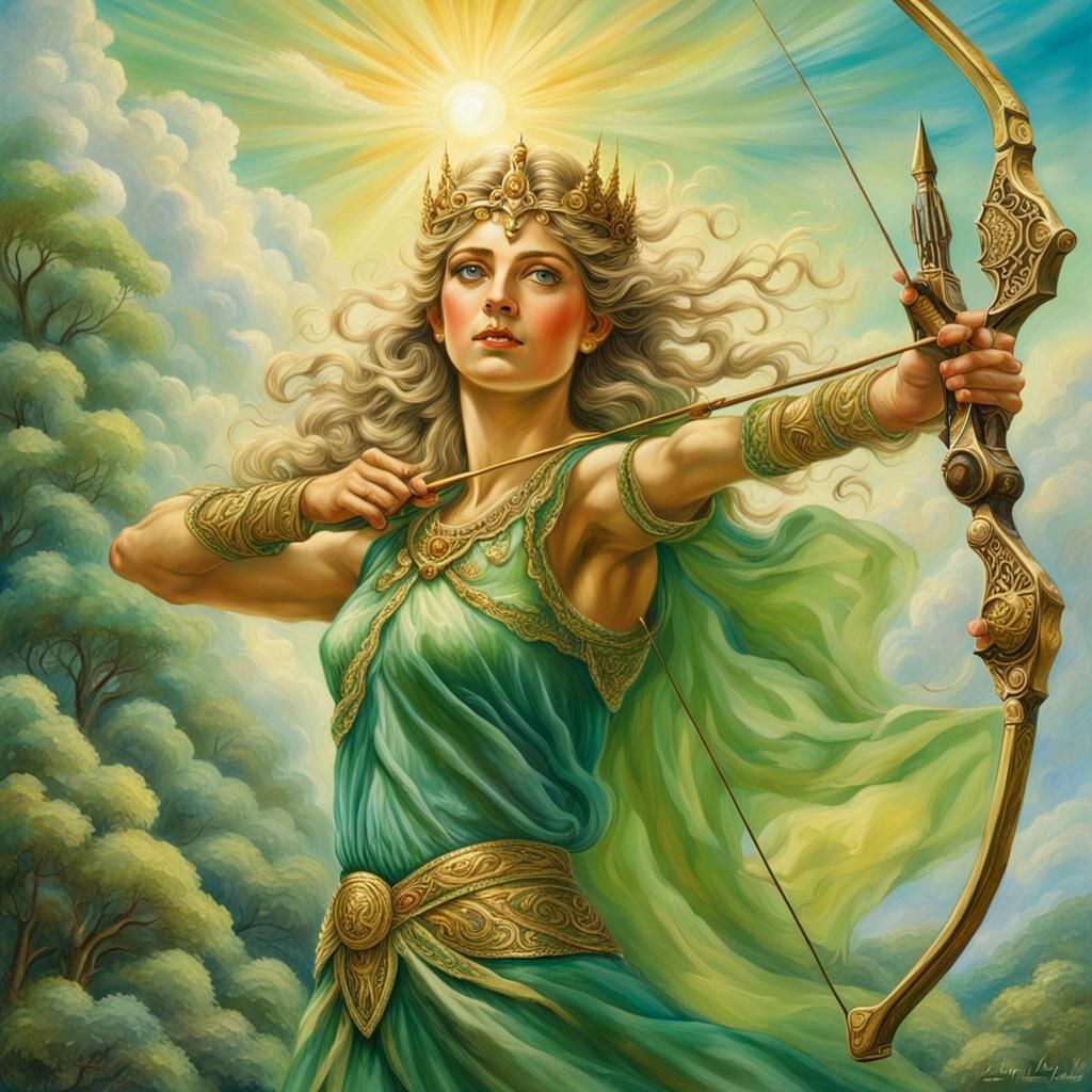 Goddess Diana the Huntress in Heavenly Light