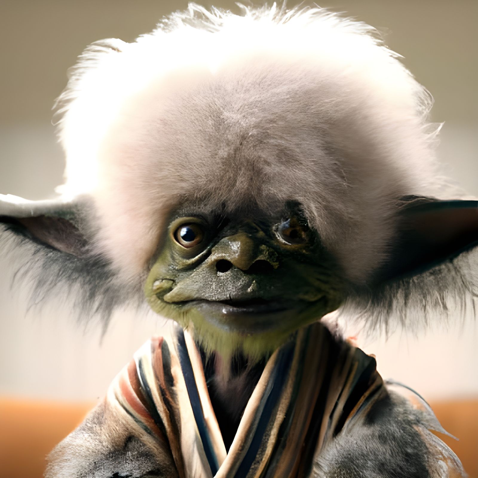Yoda with Afro as Muppet in Photorealistic Style