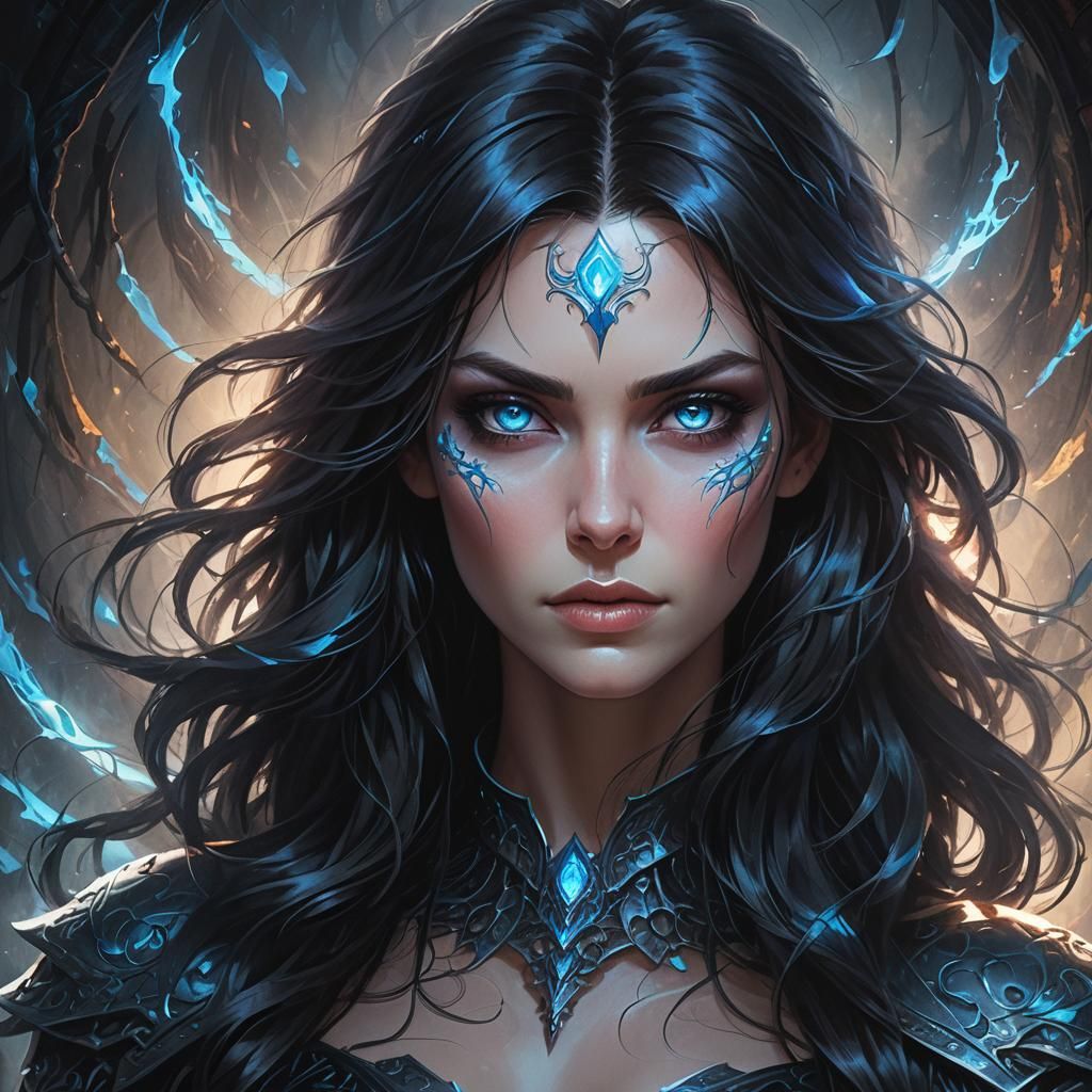 Mystical Woman Portrait in Art Deco Style