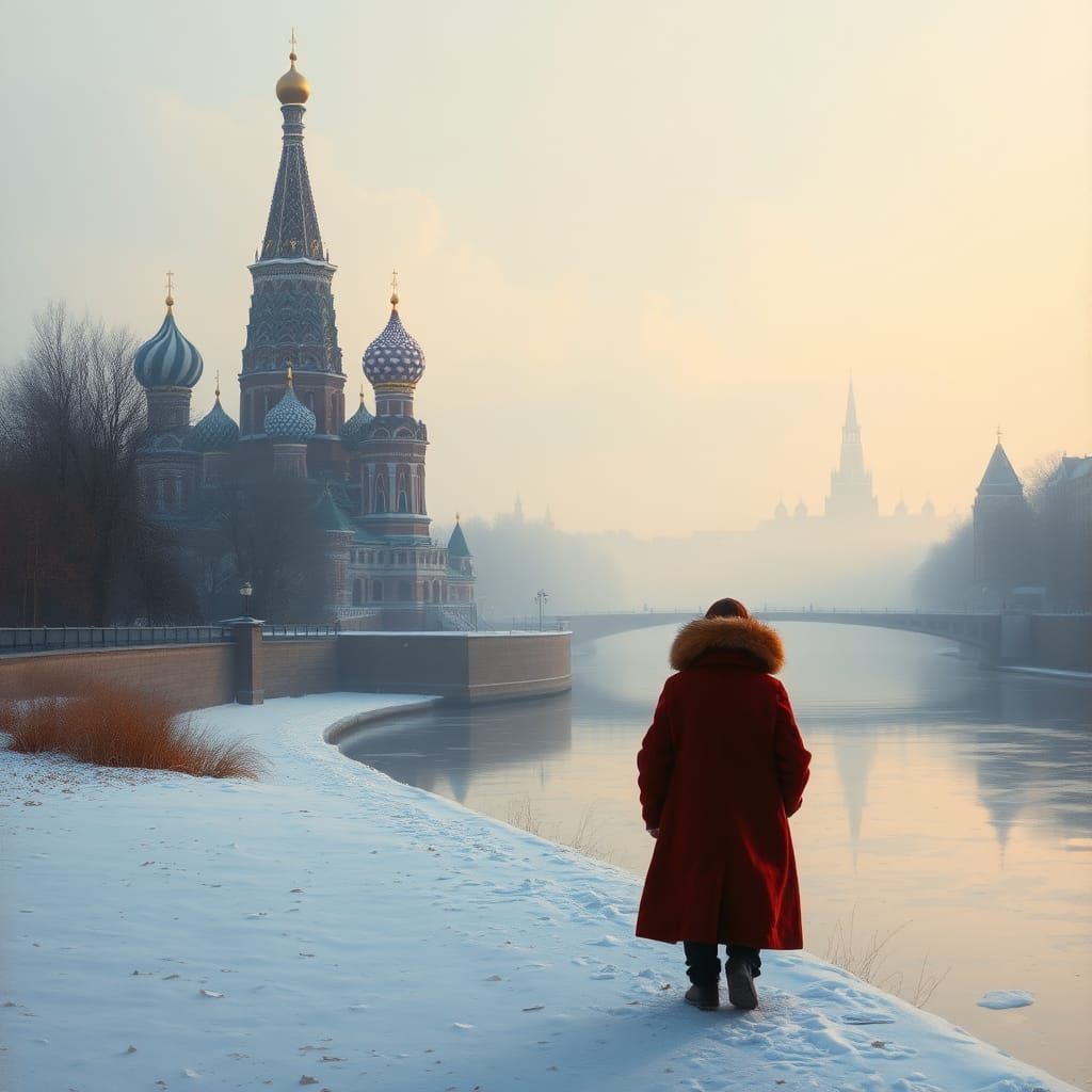 Misty Moscow River in Autumnal Light
