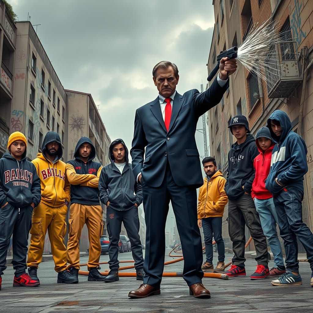 Parisian Suburb Confrontation in Gritty Urban Style