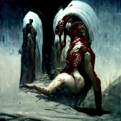 Disturbing Flesh Close-Up in Horror Art Style