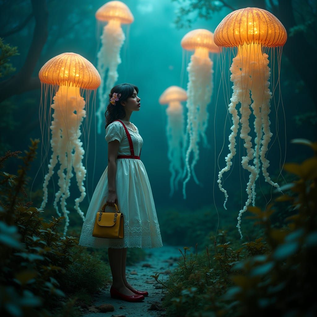 Enchanted Underwater Encounter in a Dreamlike Forest