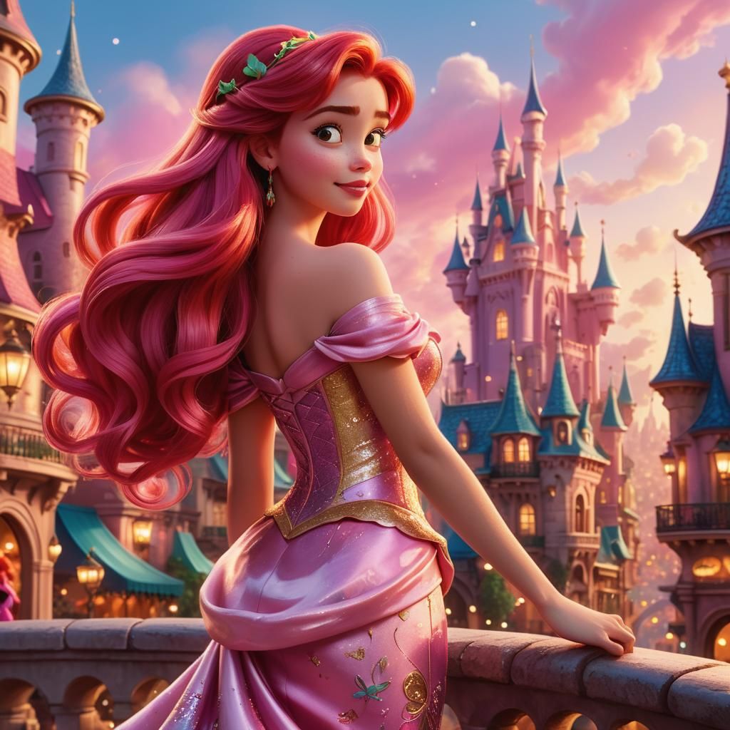 Ariel in Fantasy Cityscape: Digital Painting