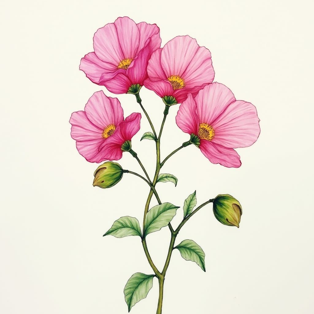 Sweet Pea Blossoms in Alcohol Ink Style