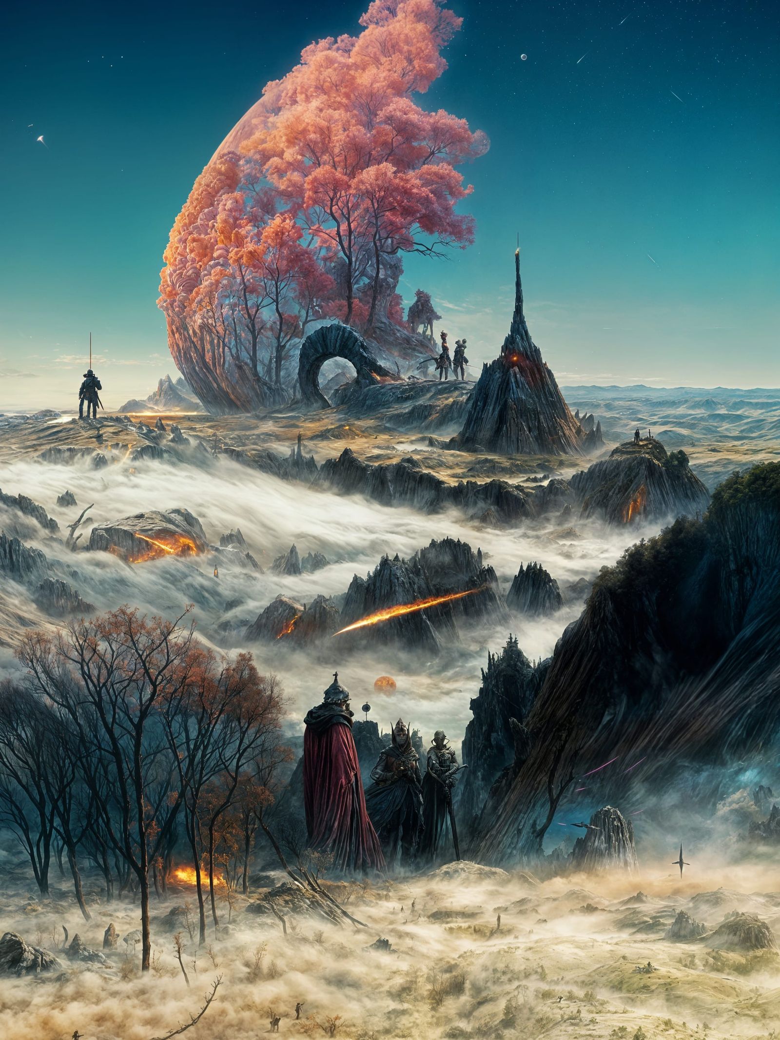 Fantasy Battlefield Meteor Shower: Digital Illustration