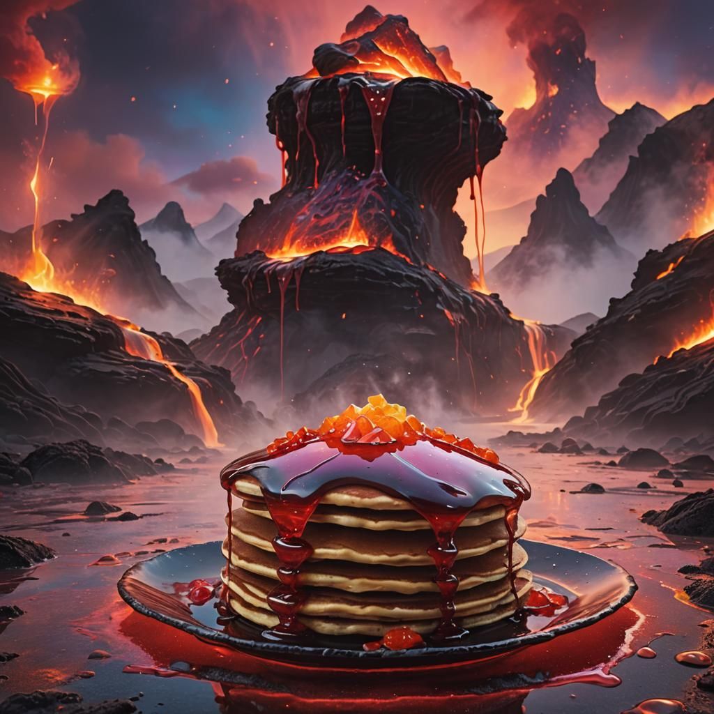 Bioluminescent Pancakes in Volcanic Landscape: Splash Art