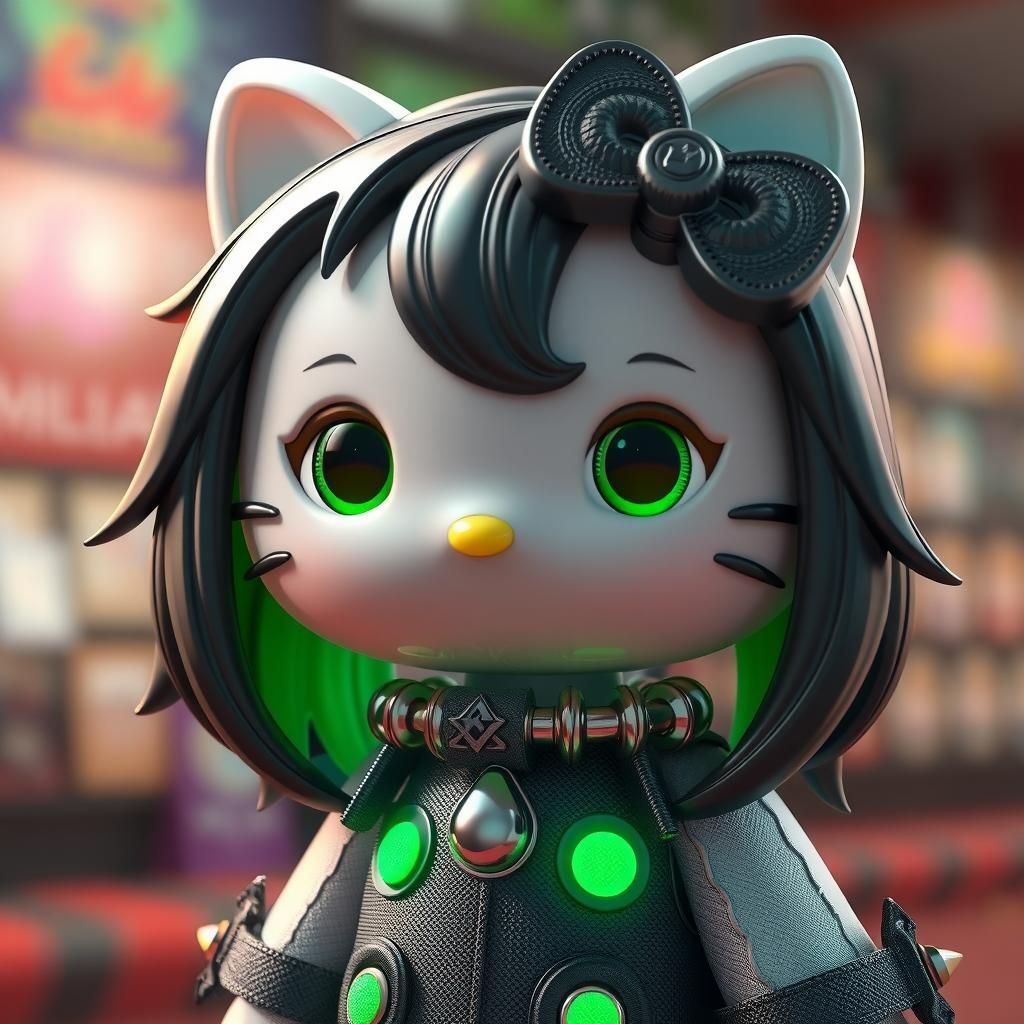 Emo hello kitty with green details